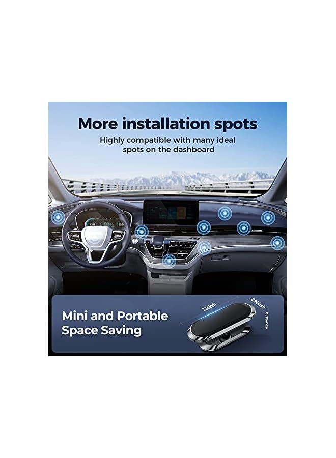 S-TOP 2 Pack Metal Magnetic Phone Holder for Car [ 2022 Upgrade 8X N52 Magnets] Strong Magnet Car Mount, One Second Put and Take & Dashboard 360° Rotation, Fit with iPhone and All Smartphone - Image 4