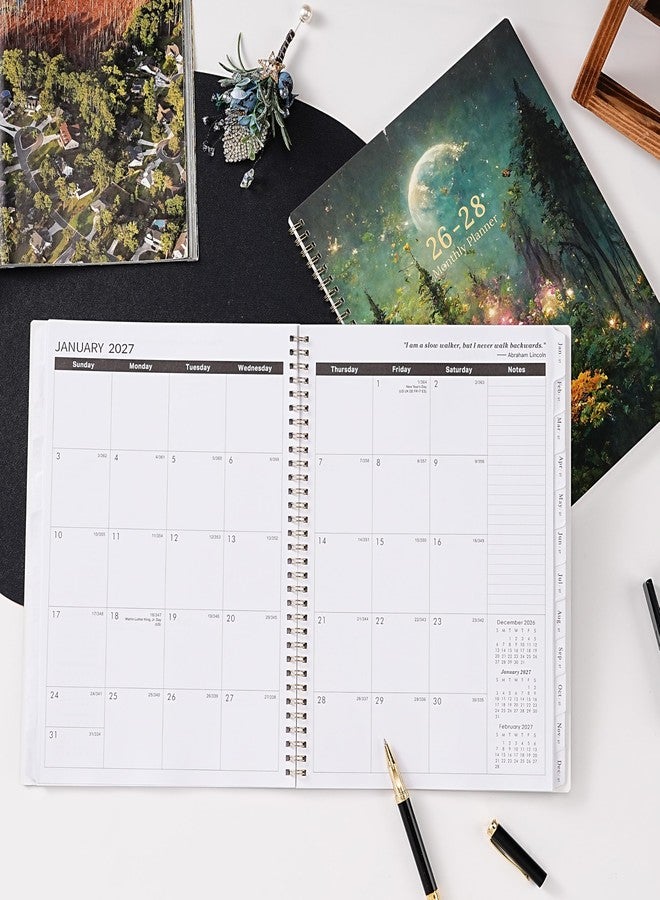 Pinchoco 2026-2028 Monthly Planner/Calendar - 3 Year Monthly Planner 2026-2028, Jan.2026 - Dec.2028, 9" x 11", 3 Year Calendar 2026-2027-2028 with 36-Month Tabs, Inner Pocket - Dreaming Moonlight - Image 2