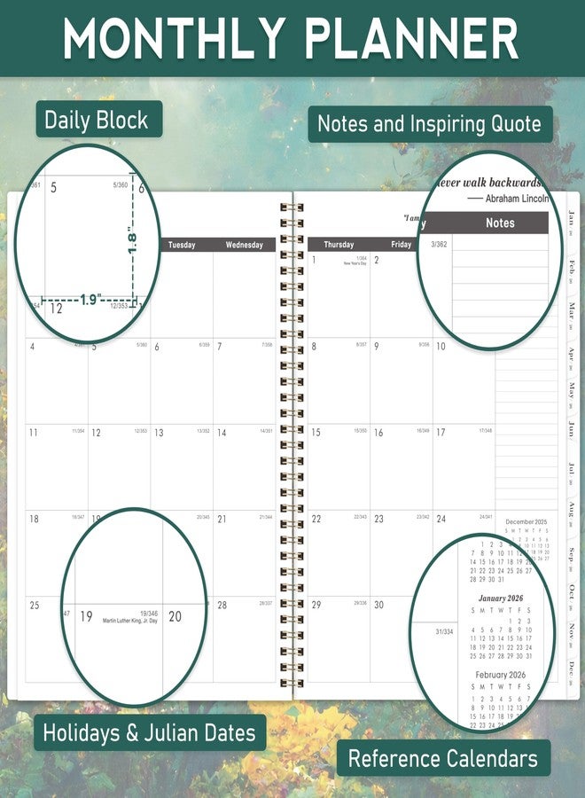 Pinchoco 2026-2028 Monthly Planner/Calendar - 3 Year Monthly Planner 2026-2028, Jan.2026 - Dec.2028, 9" x 11", 3 Year Calendar 2026-2027-2028 with 36-Month Tabs, Inner Pocket - Dreaming Moonlight - Image 4