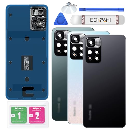 Eonpam Back Glass Replacement for Xiaomi Redmi Note 11 Pro Plus Back Cover Rear Housing with Camera Lens Repair Tool Kit Genuine Rear Glass Black - Image 1