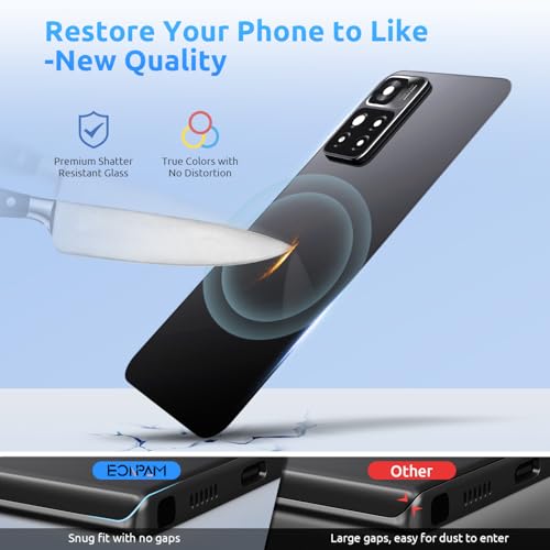 Eonpam Back Glass Replacement for Xiaomi Redmi Note 11 Pro Plus Back Cover Rear Housing with Camera Lens Repair Tool Kit Genuine Rear Glass Black - Image 3