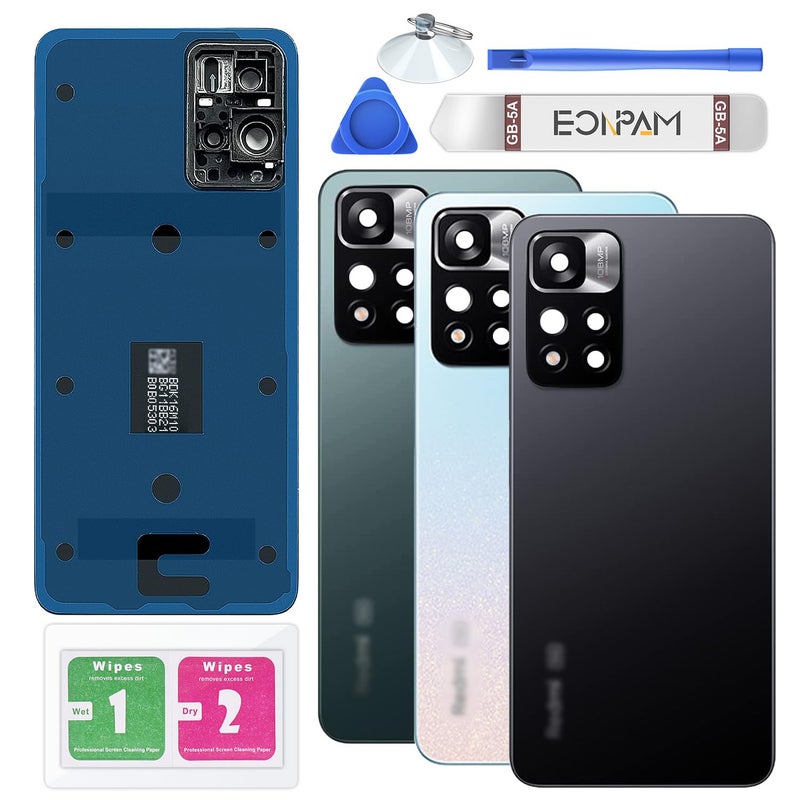 Eonpam Back Glass Replacement for Xiaomi Redmi Note 11 Pro Plus Back Cover Rear Housing with Camera Lens Repair Tool Kit Genuine Rear Glass Black - Image 2