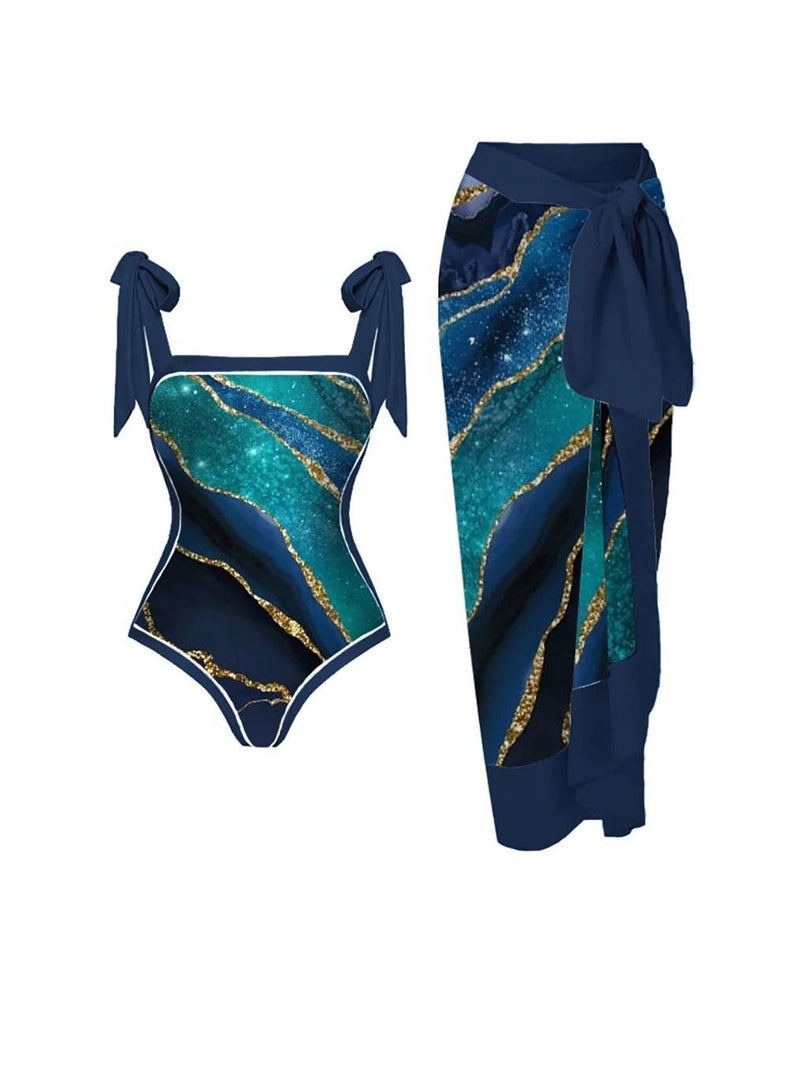 Y&D 2-Piece Women Swimsuit with Skirt Holiday Beach Dress Female Retro Swimwear Vintage Surf Wear Summer - Image 1