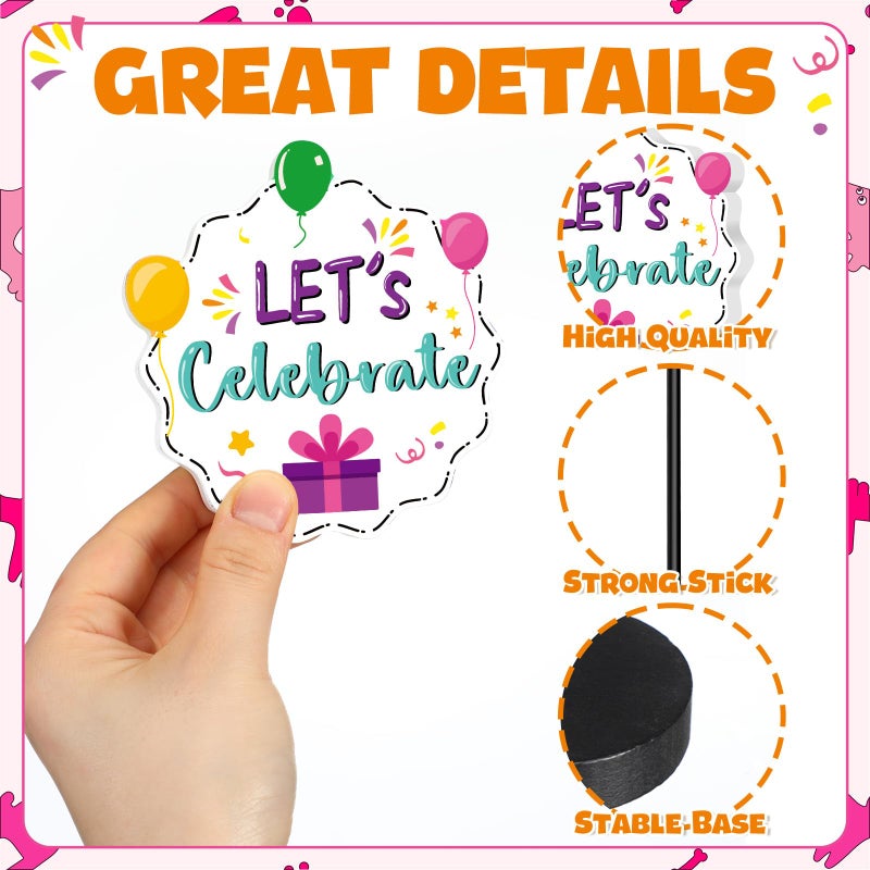 DoubleFill 6 Pcs Colorful Birthday Party Decoration Happy Birthday Table Standing Sign Decor for Centerpieces Celebration Wooden Sign Single-sided Printed Tabletop Decor for Party Favor Supplies - Image 4