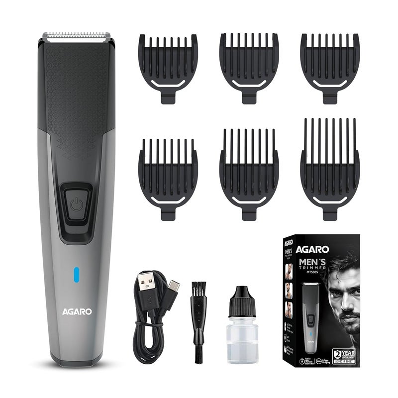 AGARO Beard Trimmer MT5005, 90 mins run time with Type C, 6 comb attachments, Self sharpening blades | Trimmer for Men - Image 1