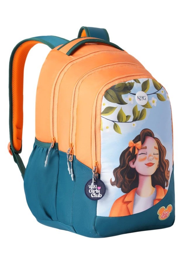 Wildcraft Wiki Blush 35 Backpack For Girls |18 Inch-35 Litres With Laptop Sleeve, DIY Kit, Key Chain, Three Compartments, |Best for Books, Water Bottles, Stationery, Laptop & Essentials - Orange - Image 3