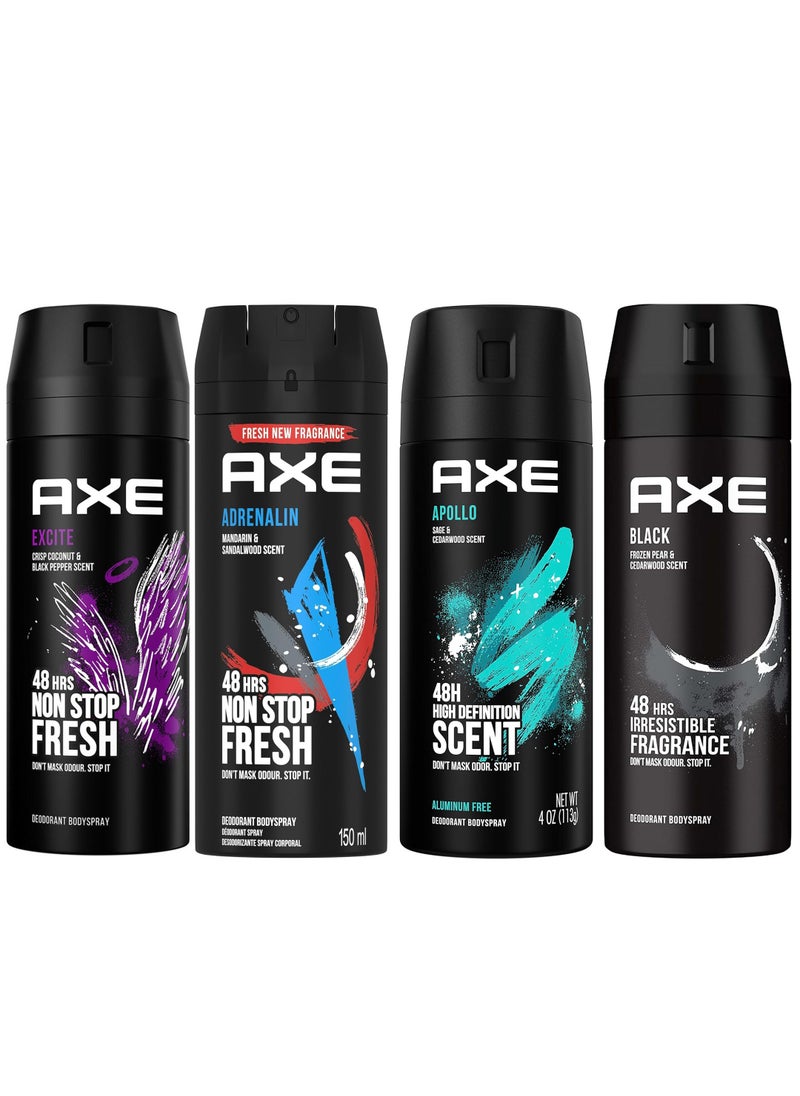 Axe Axe Set Of Deodorant Body Spray Black And  Apollo And Adrenalin And Excite150 ml  - Image 1