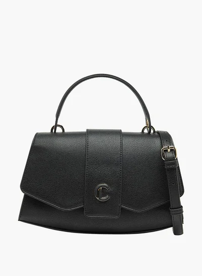 Le Confort Textured Crossbody Bag with Detachable Strap and Flap Closure