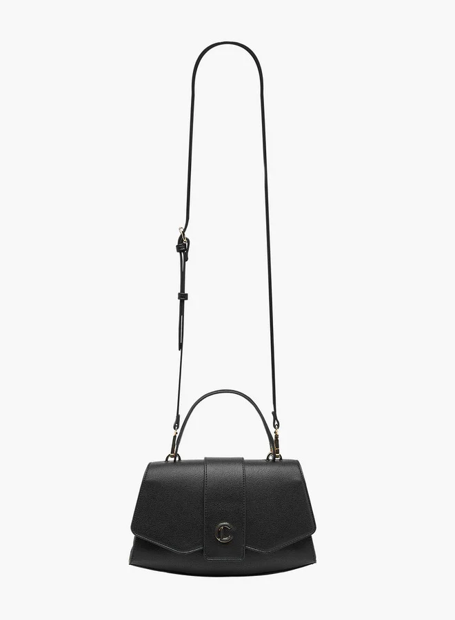 Le Confort Textured Crossbody Bag with Detachable Strap and Flap Closure