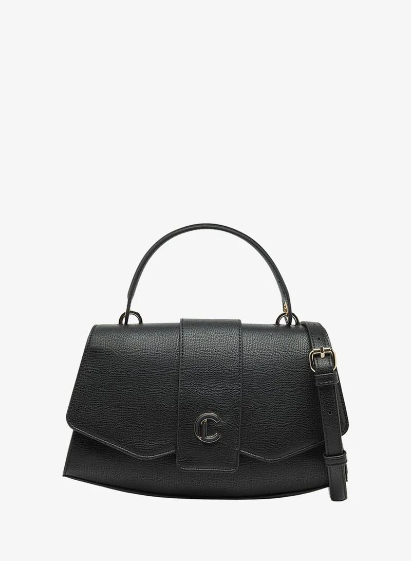 Le Confort Textured Crossbody Bag with Detachable Strap and Flap Closure