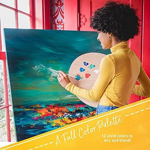 Crafts 4 ALL مجموعة ألوان الأكريليك للحرف 4 للجميع - 12 عبوة من ألوان الطلاء 12 مل للحرف للأخشاب، القماش، الأقمشة والسيراميك مع 3 فرش بأحجام مختلفة - مستلزمات فنية، متعددة - Image 2
