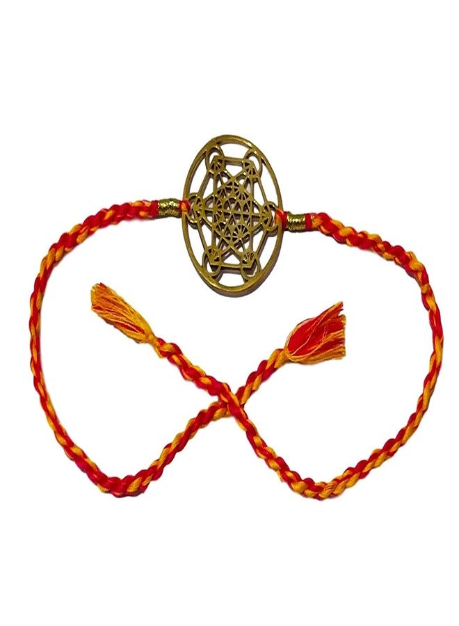 ATHZ Brass Rakhi with Red Moli Thread Designer Bhaiya Rakhis Cutwork Brass Dial for Rakshabandhan - Image 1