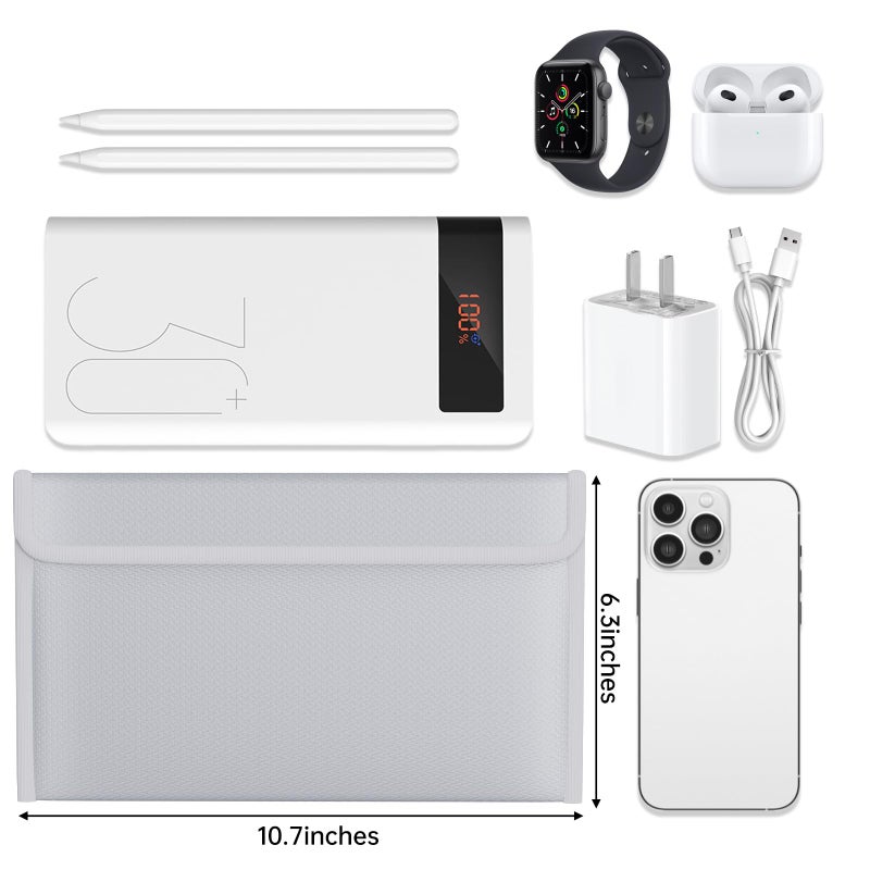 ZOOPIP Electronic Travel Organizer Case,Fireproof Tech Accessories Bag,Explosion-Proof Portable Storage Pouch Bag for Power Bank,Phone,Charging Cords,Earphones(10.7â€Ã—6.3â€,Silver) - Image 3