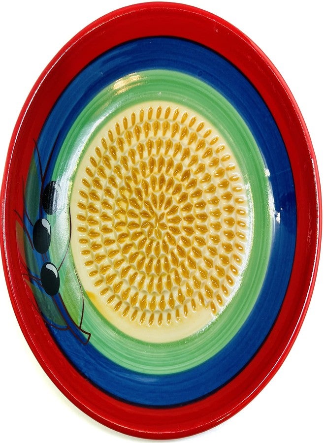 BonCera, All-in-one Premium Ceramic Garlic Grater Plate 4-Piece Set - Multicolor Olive Design - For Garlic, Ginger, Chocolate, and more! - Comes with 5.25" Plate, Peeler, Brush, and Stand - Image 5