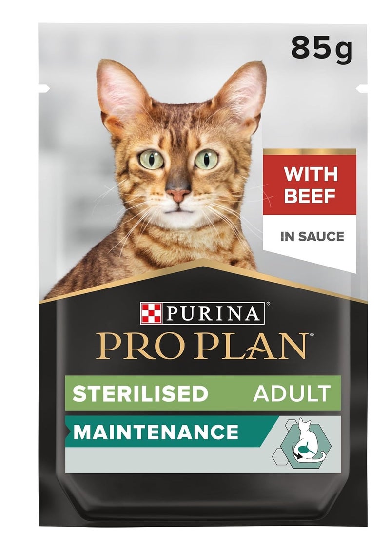 Purina Pro Plan - PURINA pro plan Sterilised Adult Wet Cat Food with Beef 85g 26 pouches - Image 1