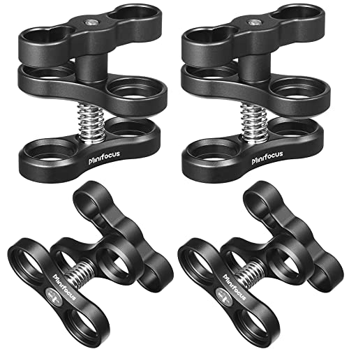 MINIFOCUS 4PCS 1'' Aluminum Ball Clamp Mount for Underwater Diving Light Arms Tray System, Photography Diving Camera, 360° Clip Adapter Bracket for Action Camera Flashlight Arms System - Image 1