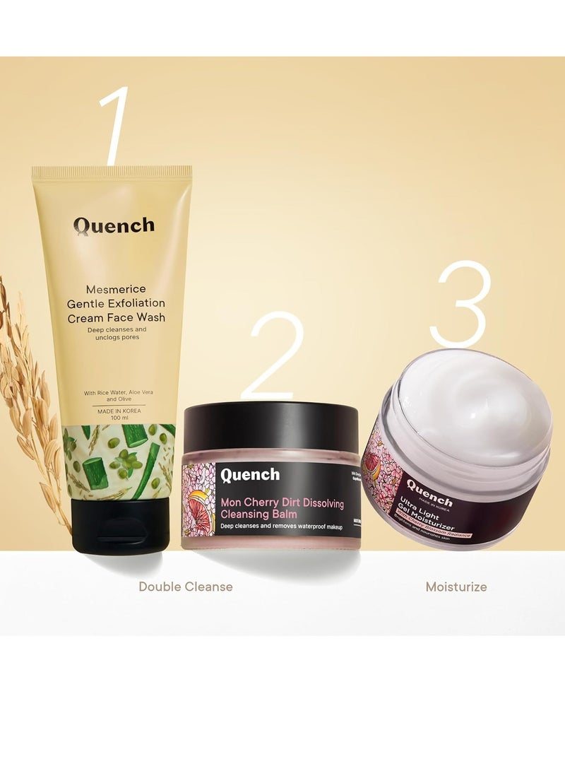 Quench Rice Water Gentle Exfoliation Cream Face Wash  Korean Face Wash for Glowing Skin  Brightens & Hydrates Skin with Aloe Vera & Vitamin E  Made in Korea 100ml - Image 5