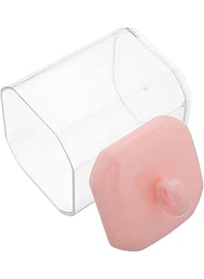 Pink Resin Makeup Vanity Organizer With Lid Desktop Storage Canister - Image 1