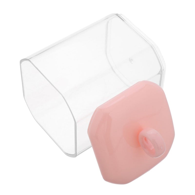 Pink Resin Makeup Vanity Organizer With Lid Desktop Storage Canister - Image 2