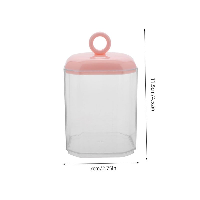 Pink Resin Makeup Vanity Organizer With Lid Desktop Storage Canister - Image 3
