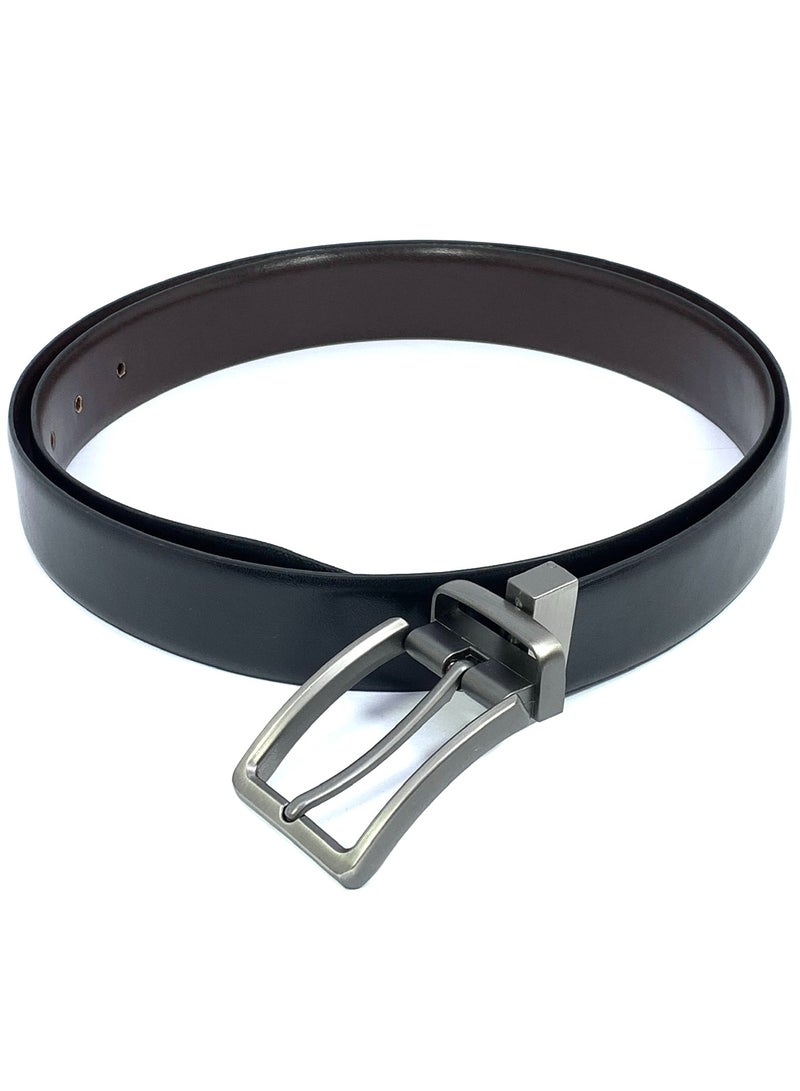 FOCUS Focus Faux Leather Reversible Belt for Men Stylish Formal Belt with Adjustable Buckle – Black & Brown Men's Belt for Formal Wear, Trouser Belt, Gifts for Men  - Image 4