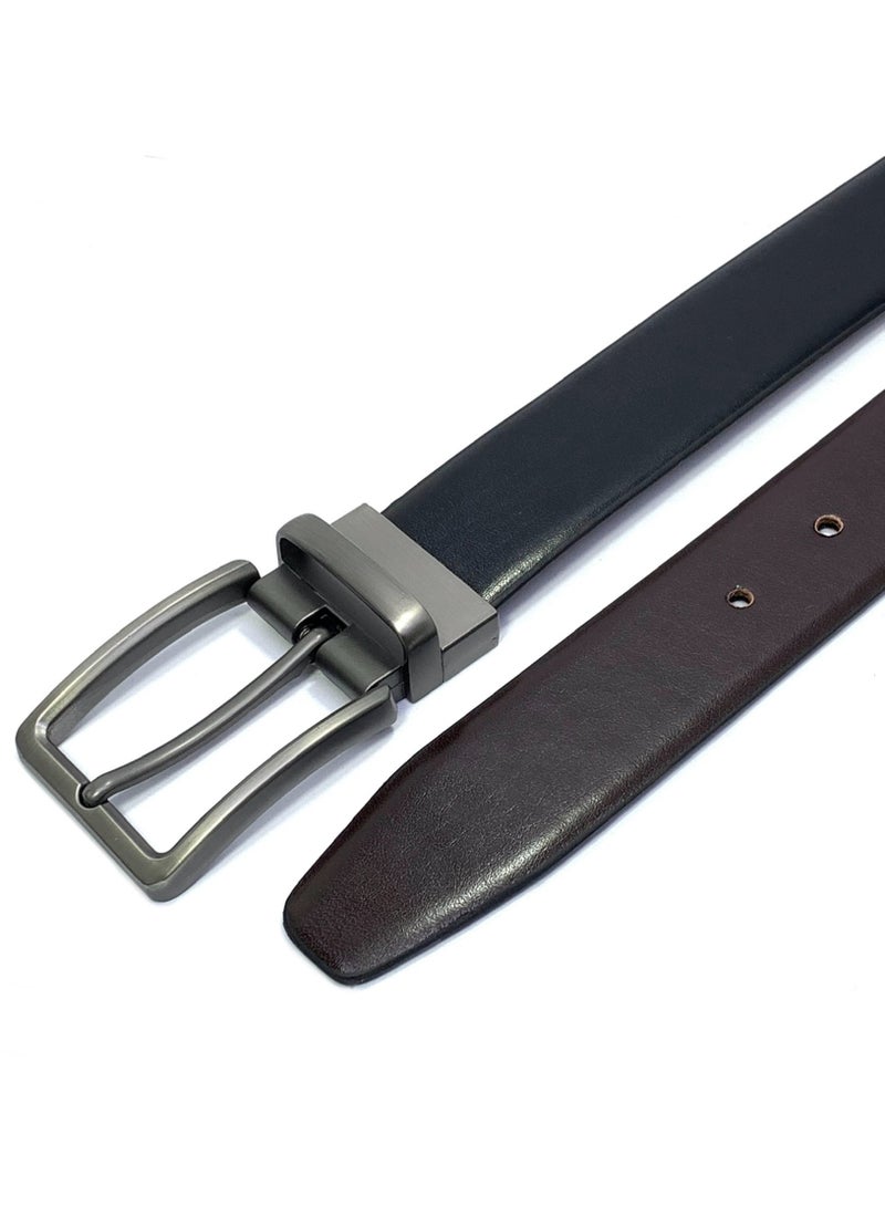 FOCUS Focus Faux Leather Reversible Belt for Men Stylish Formal Belt with Adjustable Buckle – Black & Brown Men's Belt for Formal Wear, Trouser Belt, Gifts for Men  - Image 2