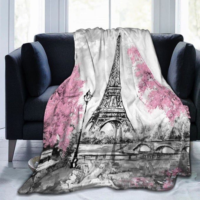 PARIS EIFFEL TOWER THROW BLANKET ULTRA SOFT WARM ALL SEASON DECORATIVE FLEECE BLANKETS FOR BED CHAIR CAR SOFA COUCH BEDROOM 50X40