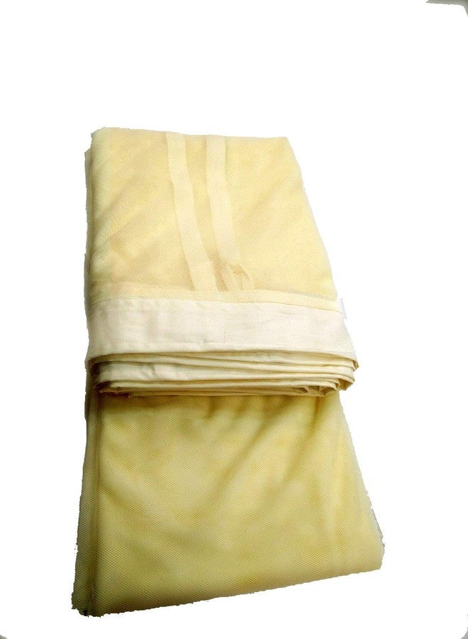 Ans Mosquito net Fine Polycotton net Light Yellow with Pure Cotton Border on Top and Bottom (4 x 6.5 ft Medium Size Single Bed) - Image 2