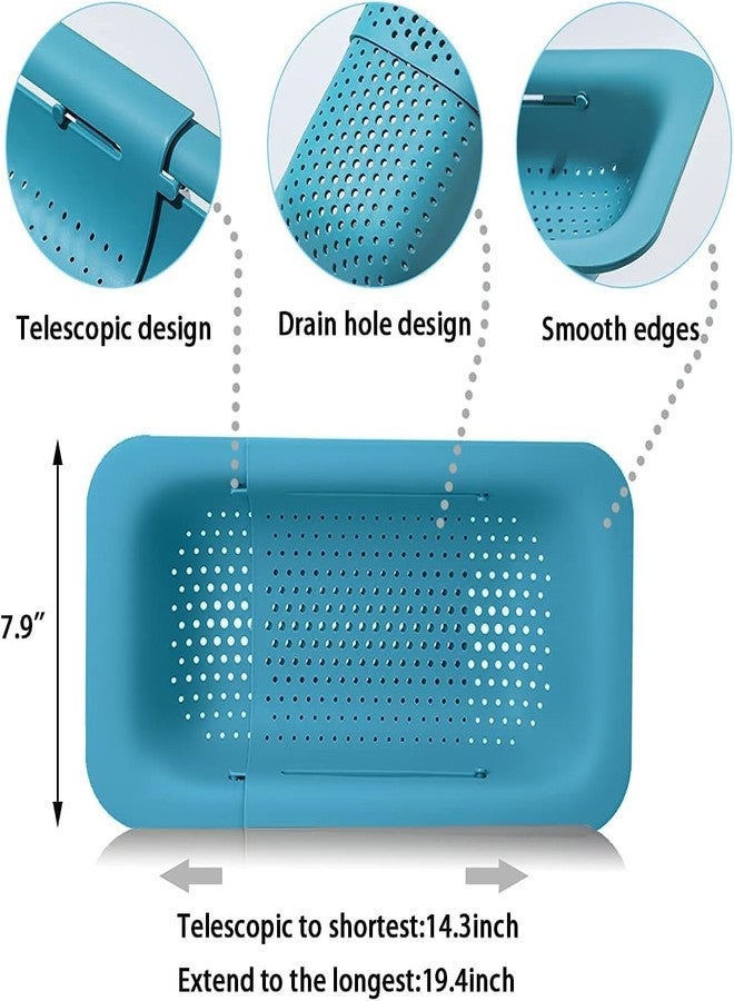 GION Large Extendable & Collapsible Sink Colanders & Strainers Basket Over The Sink, Retractable Dish Drying Rack Kitchen Basket to Wash Vegetables & Fruits (1 Pcs) - Image 4