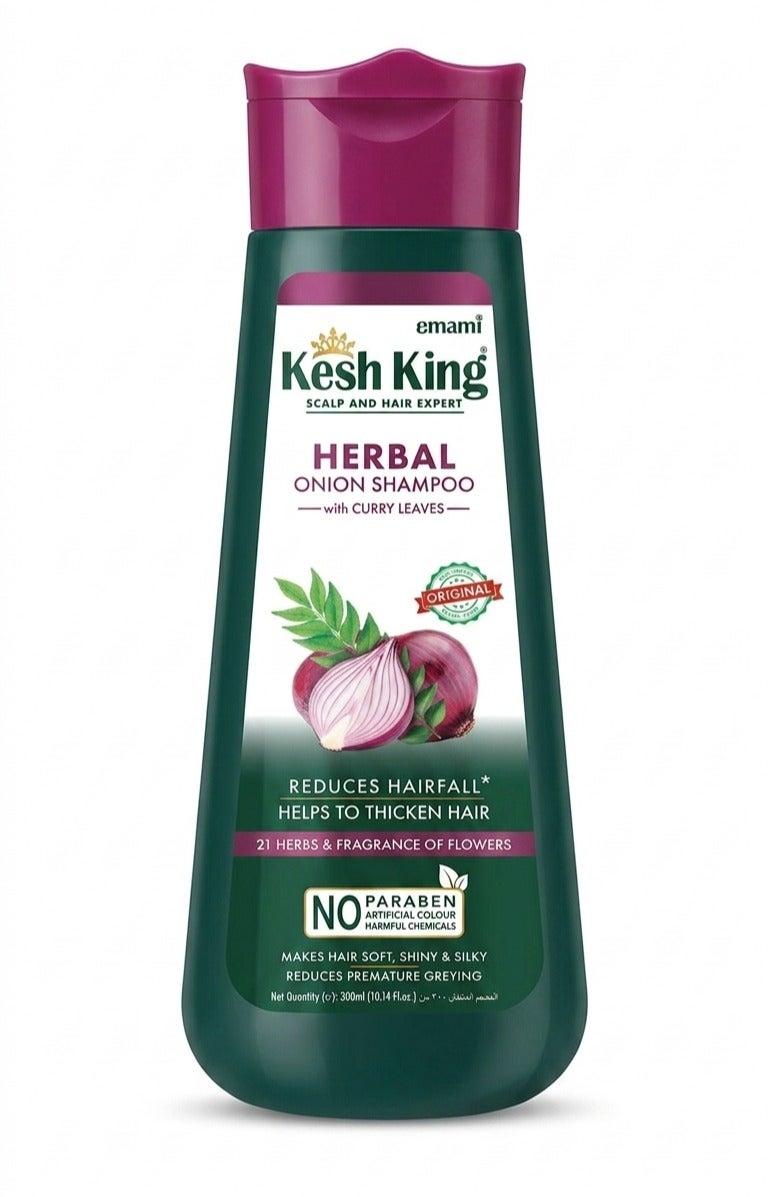 Kesh King Herbal Onion Shampoo with Curry Leaves - Reduces Hairfall & Thickens Hair - 300ml