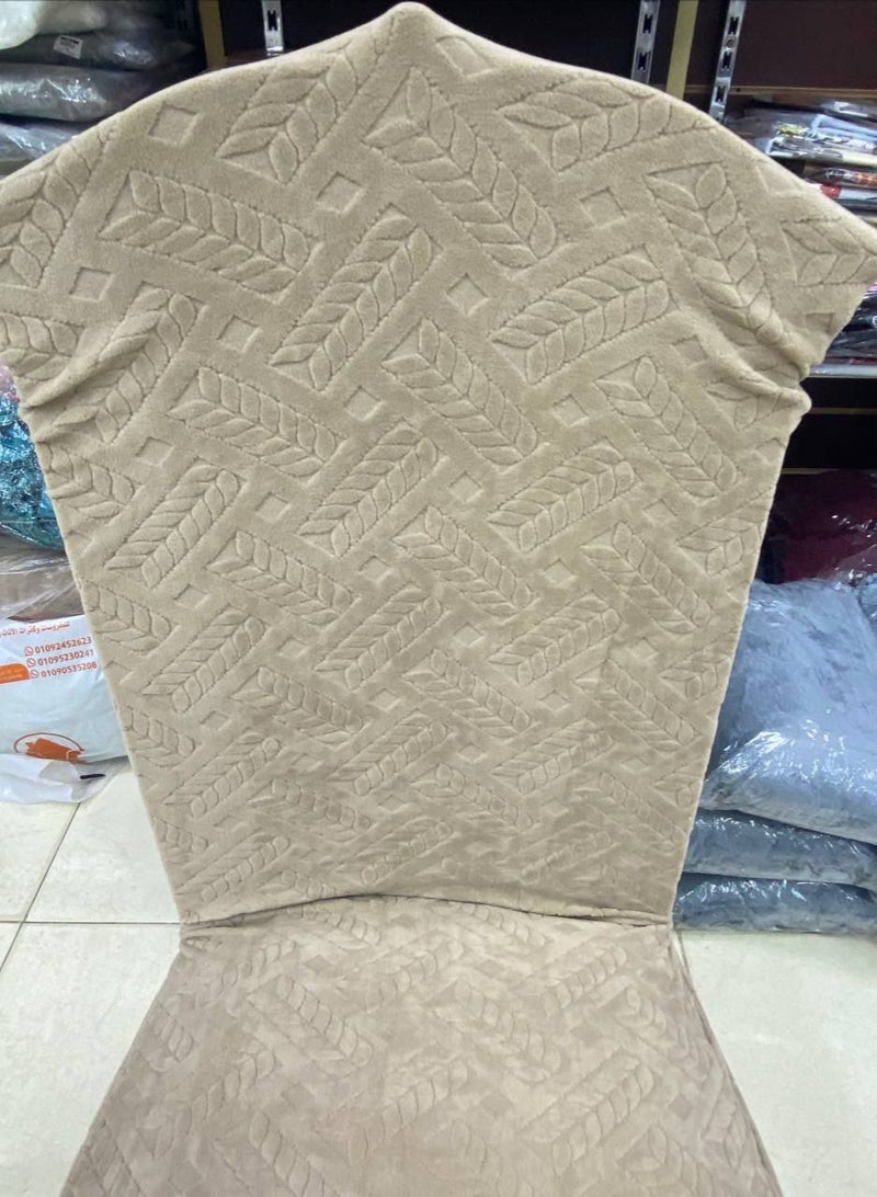 أغطية كراسي طعام جاكار - طقم من 6 كراسي ( بيج ) - Image 1
