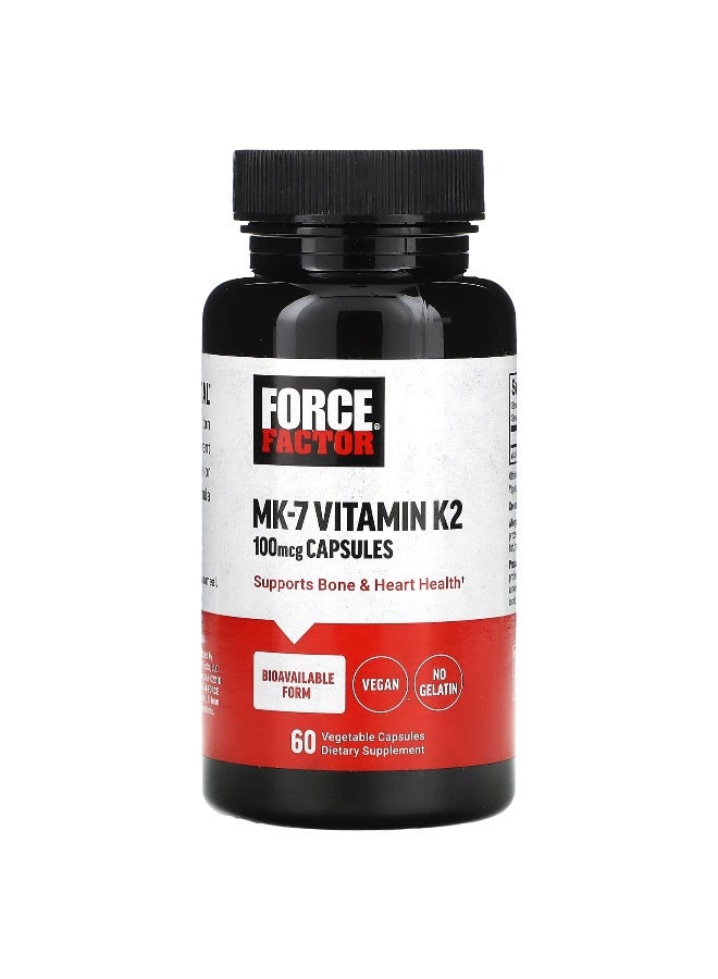Force Factor, MK-7 Vitamin K2, 100 mcg, 60 Vegetable Capsules (Packaging may vary) - Image 1