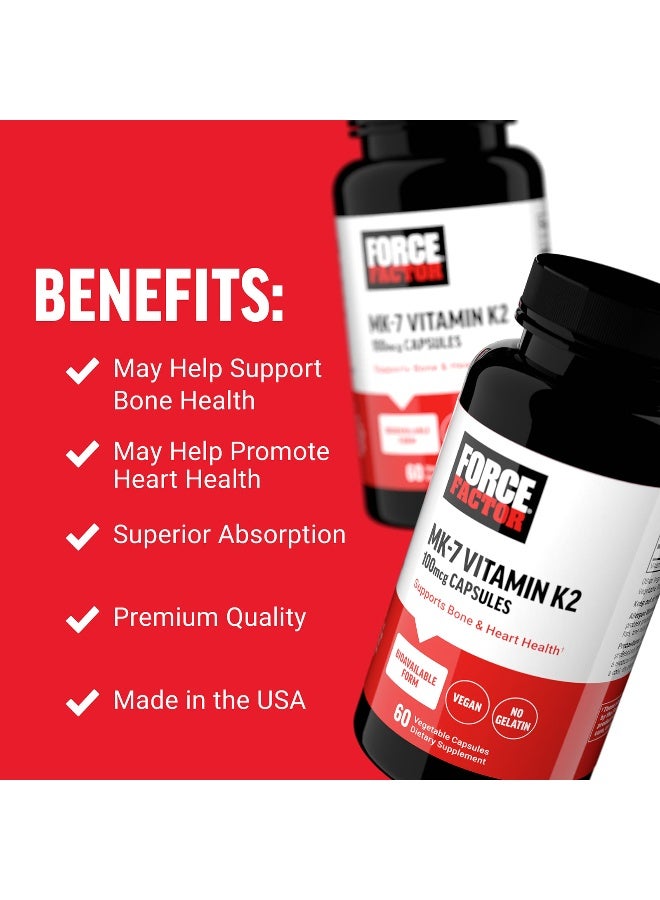 Force Factor, MK-7 Vitamin K2, 100 mcg, 60 Vegetable Capsules (Packaging may vary) - Image 3