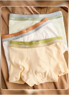 NIBEMINENT Set of 3 Men's 95% Cotton Original Design Boxer Shorts Breathable Friendly Skin Underwear Summer Seamless Medium Waist Briefs Multicolour  - Image 1