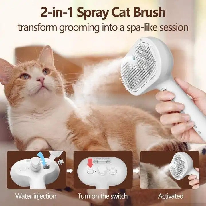 Bluejw Eco-Friendly Steamy Cat Brush for Shedding - Self Cleaning Pet Hair Removal Comb - Gentle Brushes for Cats & Dogs - Image 3