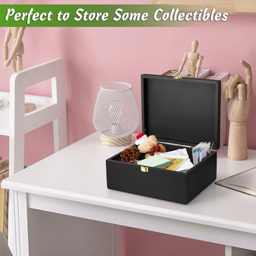 DRASTAR Large Wooden Keepsake Box Black Memory Box Decorative Storage Box with Hinged Lid Large Card Box - Image 3