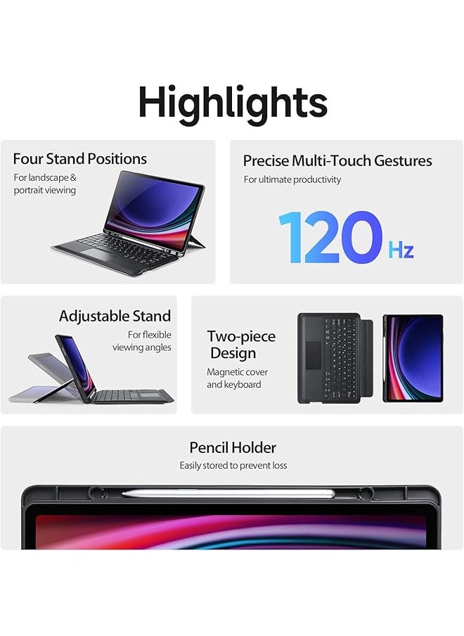 erorex - Trackpad Keyboard Compatible With Samsung Galaxy Tab S10 Plus Tab S10+ 12.4 Inch 2024 Detachable Magic Keyboard Case With Pencil Holder For Tab S10+ - Image 1