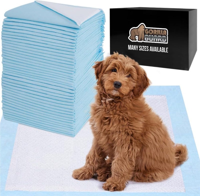 Gorilla Grip Gorilla Guard Disposable Puppy Pads, 100 Count 22x22 in, 5 Layer Pee Pads for Dogs, Absorbent Diaper Changing Pad, Dog Potty Training Supplies, Quick Dry Pet Housebreaking Essentials for Puppies - Image 1
