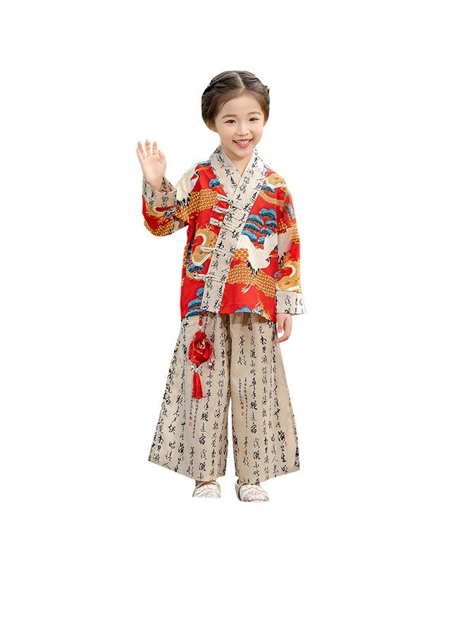 LiangSanZhi Summer girl Hanfu Tang Suit, Chinese Style toddler girl Hanfu Top and Wide-Leg Pants Set, New Chinese Hanfu Costume for Kindergarten Festival Performances - Image 1