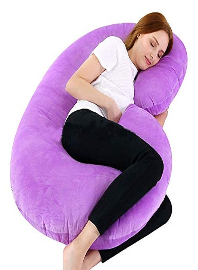 Pexmoon Pillow Mommy Premium Full Body C Shaped Maternity/Feeding/Nursing/Pregnancy Pillow for Pregnant Women Made of 100% Cotton with Pillow Zippered Cover (Purple) - Image 1