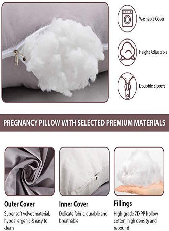 Pexmoon Pillow Mommy Premium Full Body C Shaped Maternity/Feeding/Nursing/Pregnancy Pillow for Pregnant Women Made of 100% Cotton with Pillow Zippered Cover (Purple) - Image 5