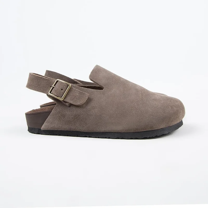 Manijero Manijero Holly 2 Women's Genuine Leather Clogs with Belt and Buckle, Mink Color.