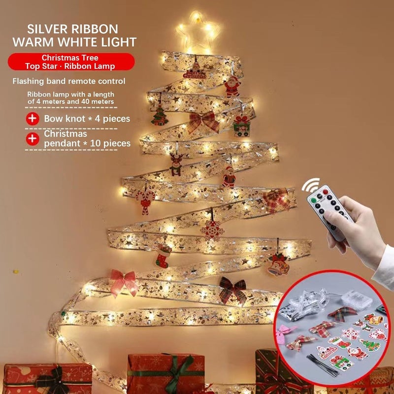 klarako 196.85IN Christmas Ribbon Lights,50 LED Lights with Remote Control USB Strings Lights for Weddings Valentine's Day New Year Christmas Tree Decorations (C) - Image 5