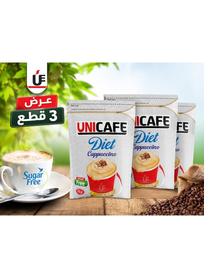 UniCafé 3 Packs UNICAFE Diet Cappuccino, Sugar Free Instant Coffee Mix, Low Calorie Cappuccino Drink, Rich Creamy Taste, 200g Each, Value Pack - Image 1