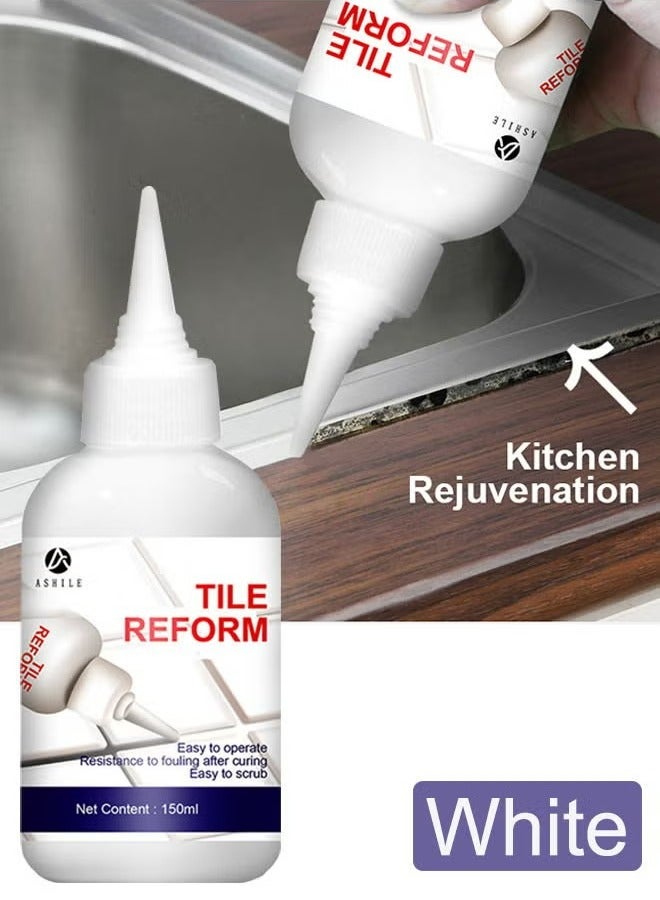 ASHILE 150ml Tile Grout Paint Filler Tube Grout Caulk Sealant Glue Sealer for Bathroom Shower Kitchen Ceramic Tile Repair Restore and Renew Tile Joints Line Gaps Replace Grout Pen - Image 1