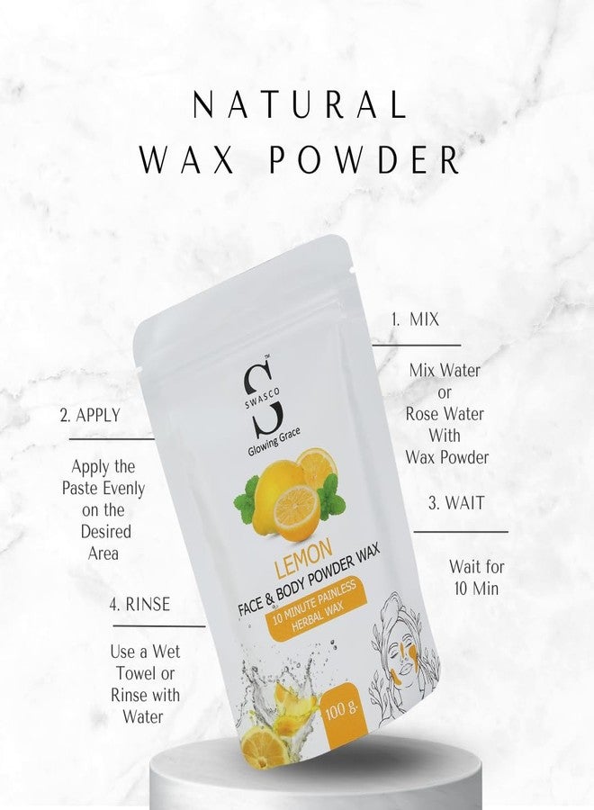 SWASCO Wax Powder for Hair Removal | Herbal Wax with Lemon & Multani Mitti 100g | Painless, 10-Minute Chemical-Free Waxing for Face, Body, Bikini, Underarms & Legs|For All Skin Types of Women & Men - Image 5