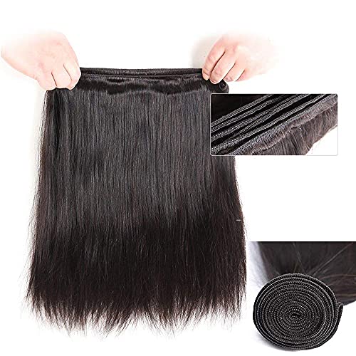 Rebasar Brazilian Straight Human Hair 3 Bundles 20 Inch Remy Weft Extensions - Virgin Weave for Women - Natural Black Color - Image 5