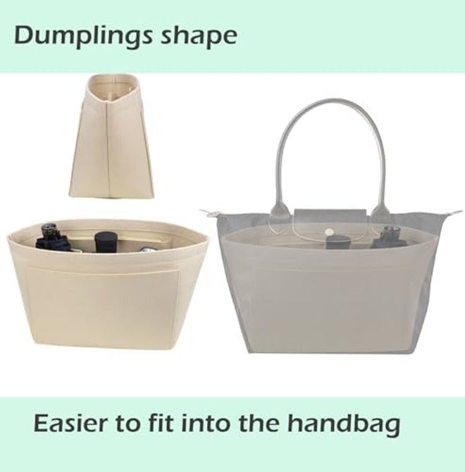 Lckaey Purse Organizer Insert for Longchamp Le Pliage Large Tote, Felt Handbag Organizer, Black, 1028black-L (AG) - Image 5
