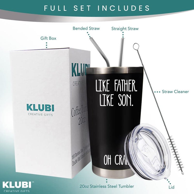 KLUBI هدايا كلوبي أبي من الابن - مثل الأب مثل الأب والآباء يوم هدية من الابن أبي مضحكة هدايا عيد ميلاد من الابن 20 أوقية أبي أباءه يوم شرب الكأس من الابن أبي هدايا صبي أبي كأس أبي أبي أبي أبي - Image 2