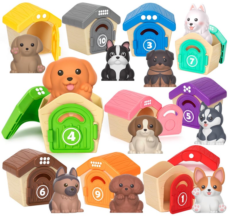 Aigybobo Learning Toys for Toddlers 1 2 3 Year Old 20 Pcs Pet Dog Toys for Kids Animal Counting Matching Sorting Fine Motor Educational Playset Puppy Gifts for Baby Boys Girls Age 1218 Months - Image 2